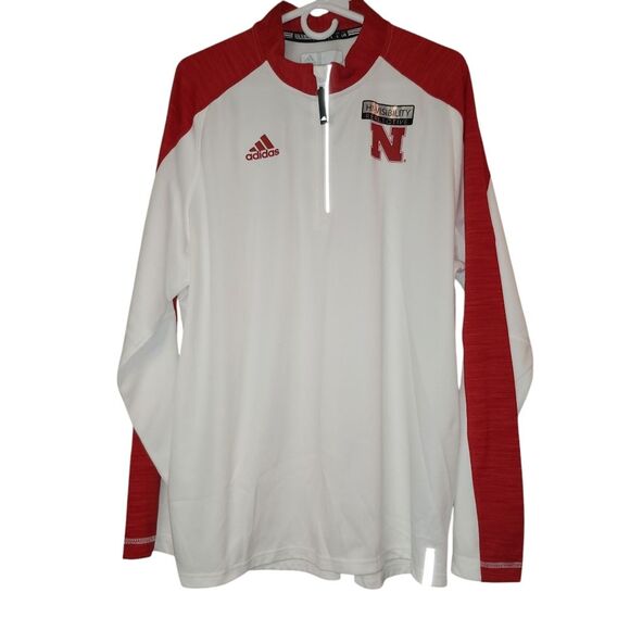NWT Men's Adidas Nebraska Cornhuskers 1/4 Zip Pullover Jacket Large - Picture 2 of 14